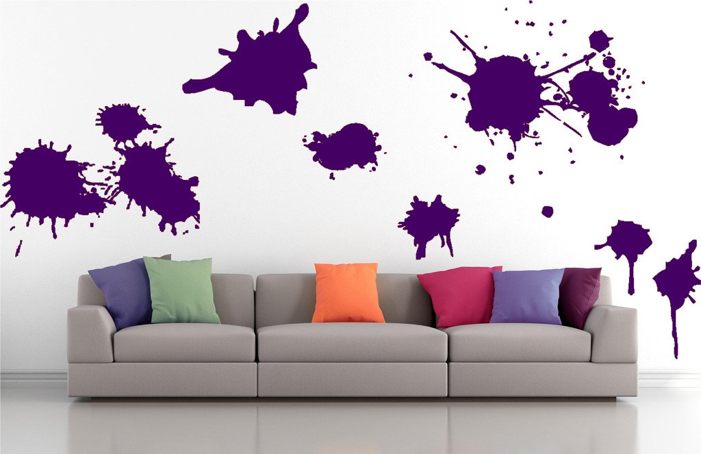 Picniva Mixed Splatters Wall Decals, Purple, 10 in Height, DOTPR06A