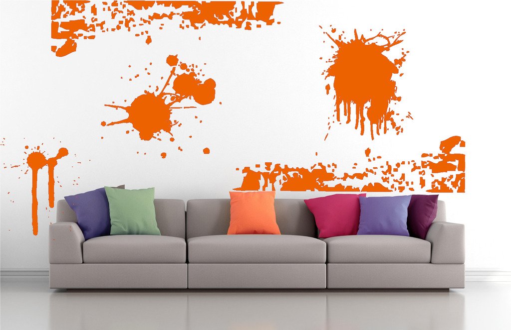 Picniva Drips Border Mix Wall Decals, Orange, 10 in Height, DOTPR14A