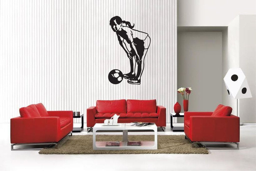 Picniva Matte Black Soccer Girl Style 49 Vinyl Wall Decal Sports Decor