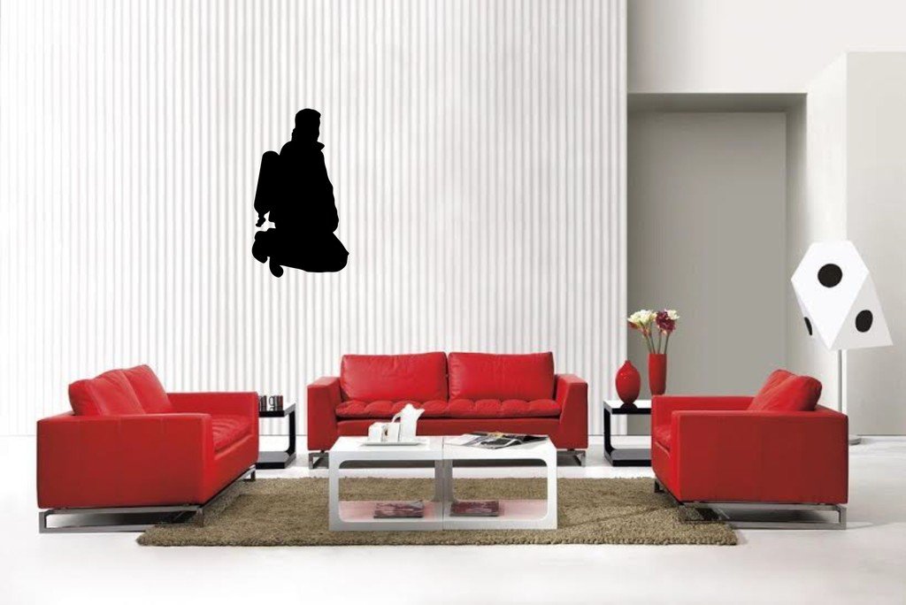 Picniva Matte Black Fireman Style 40 Vinyl Wall Decal Firefighter Hero