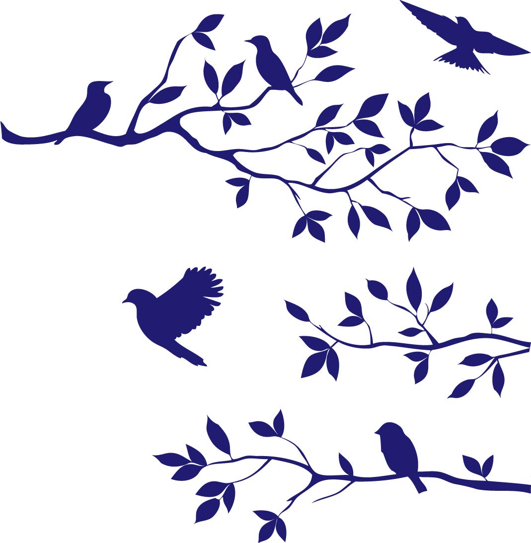 Picniva Birds and Blossoms Removable Wall Decal, Purple, 16 x 24 in