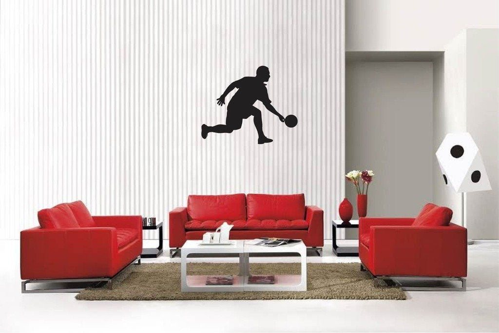 Picniva Matte Black Bowling Style 12 Vinyl Wall Decal Sports Decor