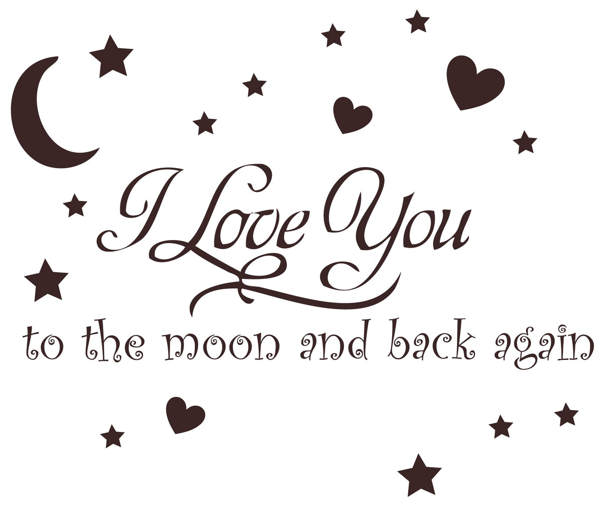 Decaltor Moon and Back Quote Vinyl Wall Decal, Home Decor