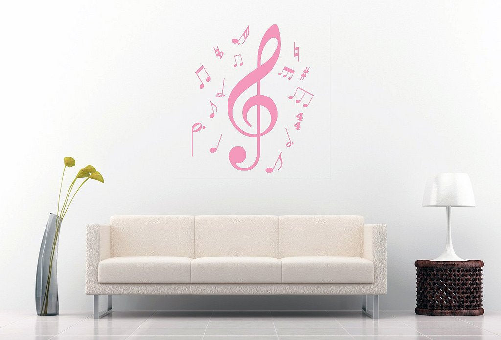 Picniva Treble Clef Music Notes Wall Decal, Bubblegum Pink 10 in