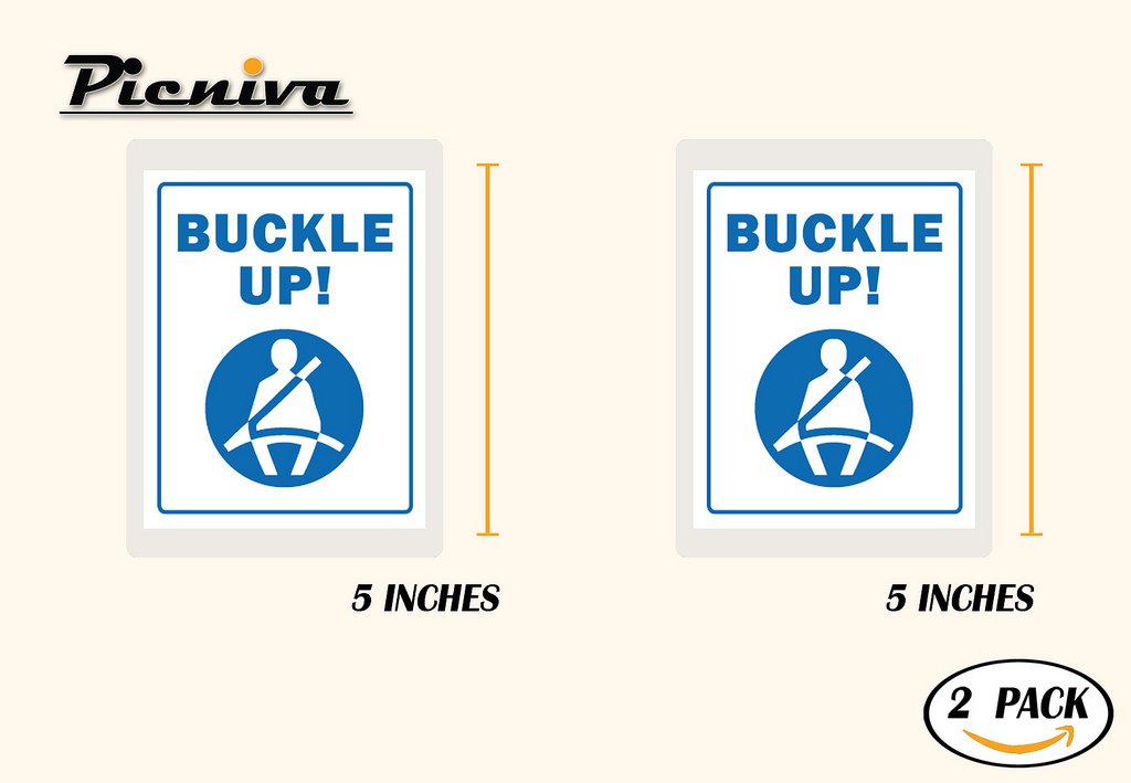 Picniva Buckle Up Seatbelt Reminder Stickers, Two Pack