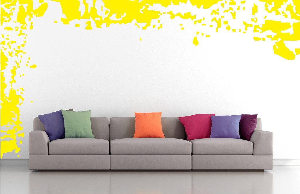 Picniva Grunge Borders Wall Decals, Yellow, 10 in Height, DOTPR02A