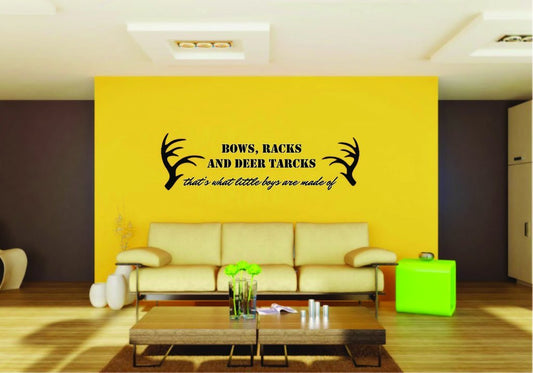 Picniva Bows Racks Deer Tracks Quote Vinyl Wall Decal, Approx 22 x 6.42 in