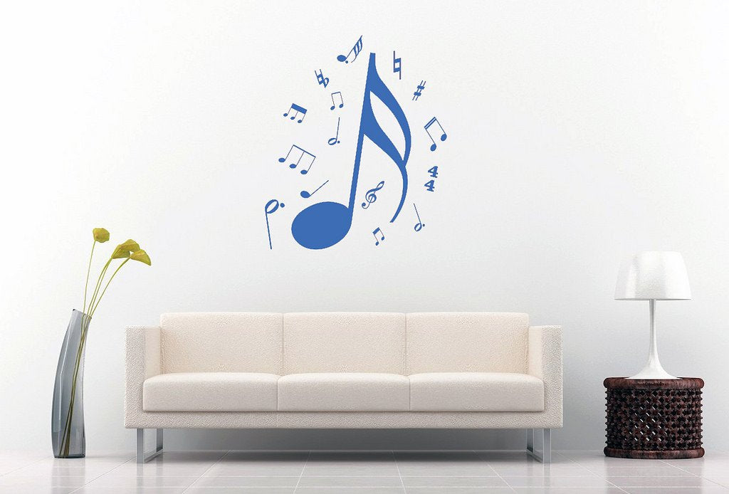Picniva Sixteenth Note Music Symbols Wall Decal, Blue Purple 10 in