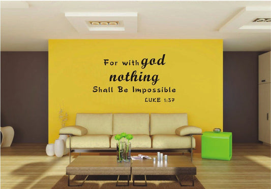 Picniva With God Nothing Is Impossible Bible Quote Wall Decal