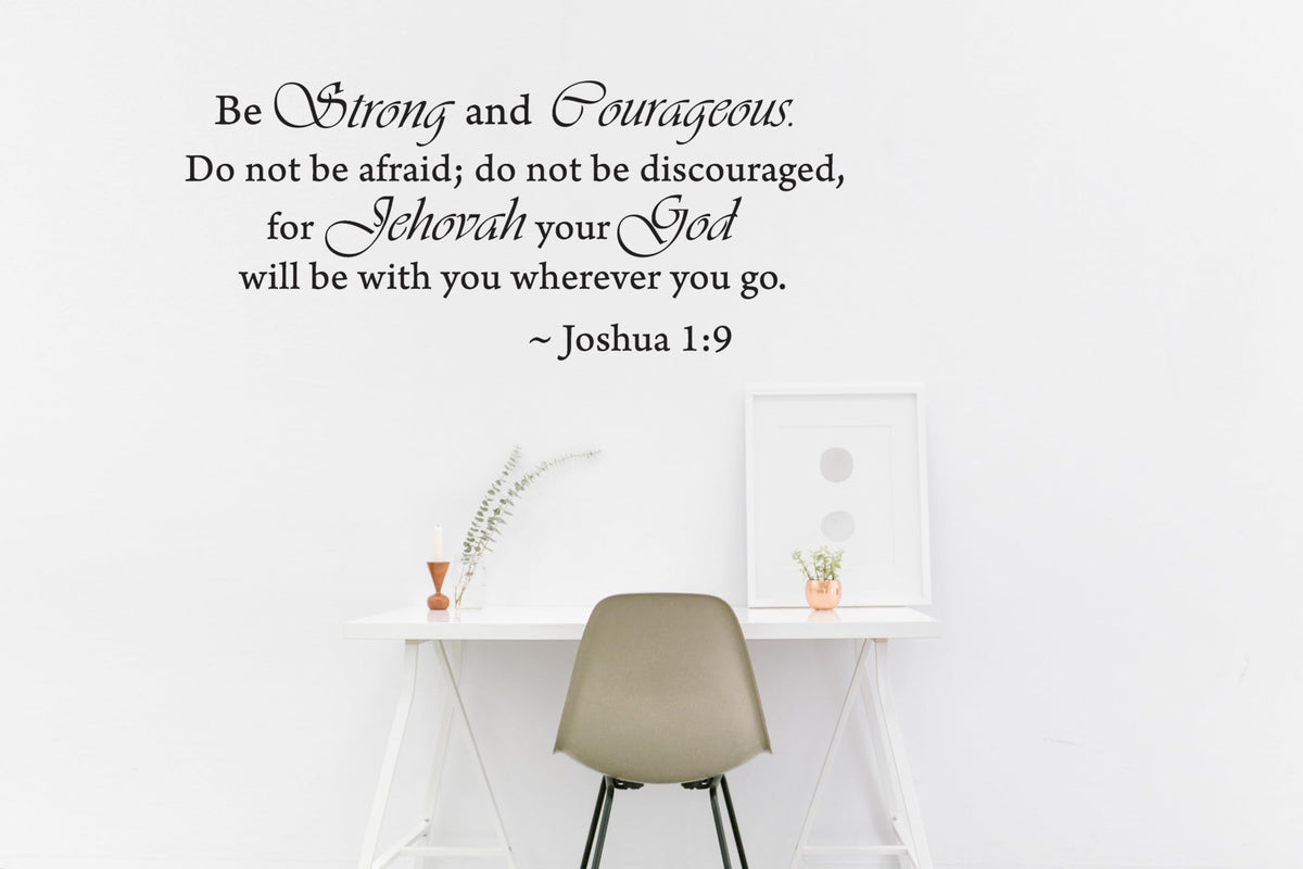 Picniva Be Strong and Courageous Wall Decal, Black, 10 x 22 in