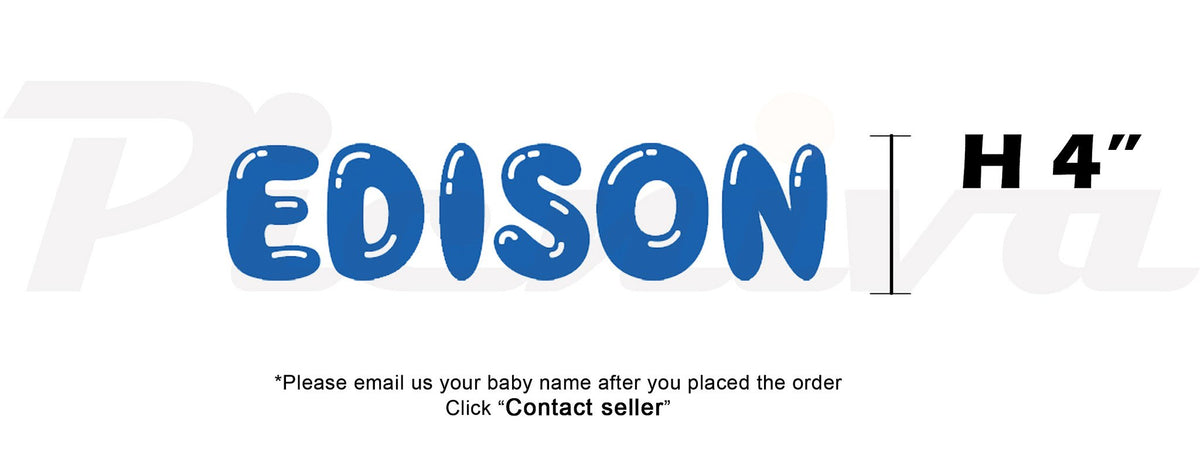 Picniva Custom Baby Name Wall Decal, Blue Butterfly, Font Three