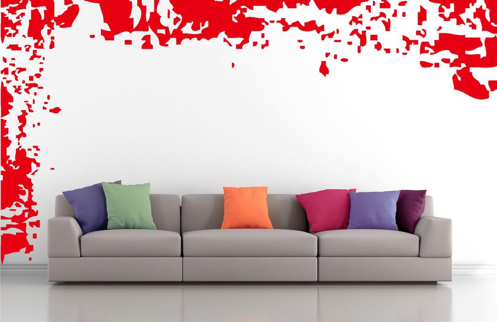 Picniva Grunge Borders Wall Decals, Red, 10 in Height, DOTPR02A