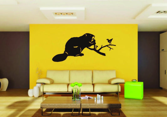 Picniva Beaver Sty4 Vinyl Wall Decal, Approx 22 x 11 in, Removable
