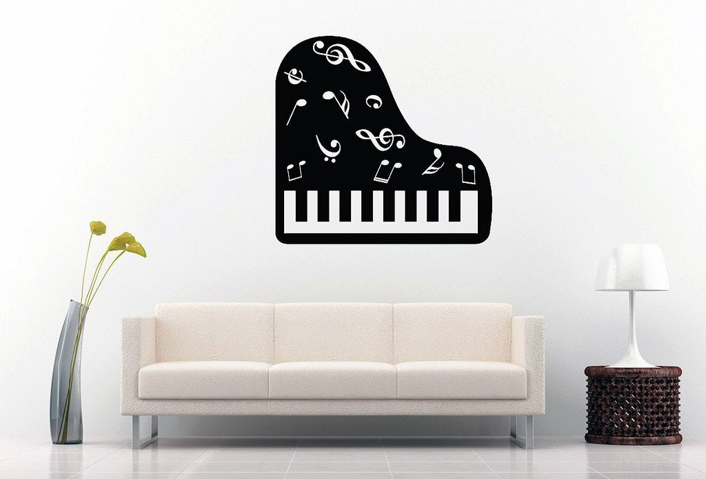 Picniva Grand Piano Music Notes Wall Decal for Musicians