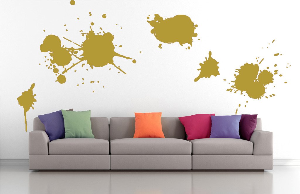 Picniva Blots Drips Wall Decals, Gold, 10 in Height, DOTPR09A
