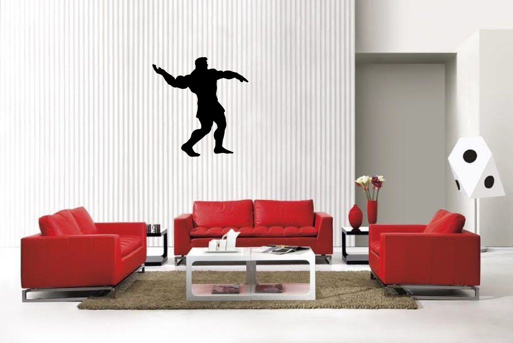 Picniva Muscle Man Style 31 Vinyl Wall Decal, Matte Black, 22 x 22.77 in