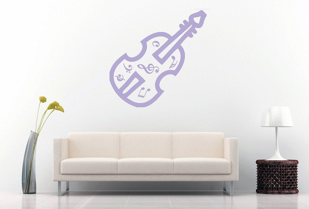 Picniva Violin Music Notes Wall Decal, Lavender 10 in