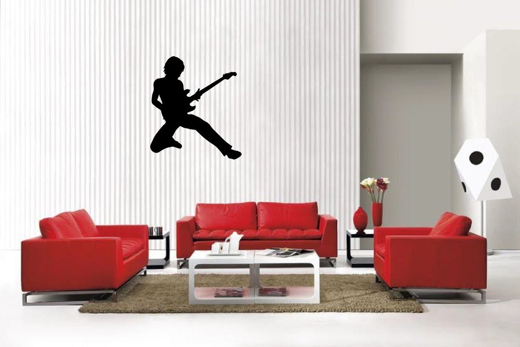 Picniva Matte Black Guitar Style 20 Vinyl Wall Decal Music Dance Decor