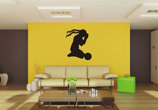 Picniva Soccer Girl Sty52a Vinyl Wall Decal, Approx 22 x 26.1 in, Removable