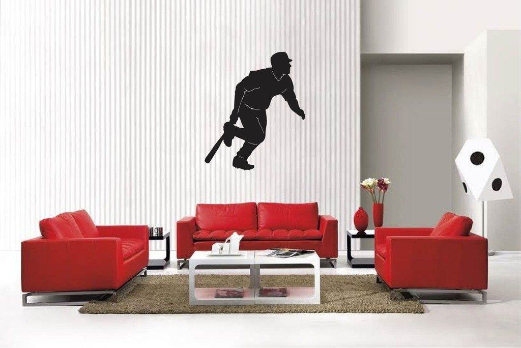 Picniva Matte Black Baseball Style 6 Vinyl Wall Decal Sports Decor