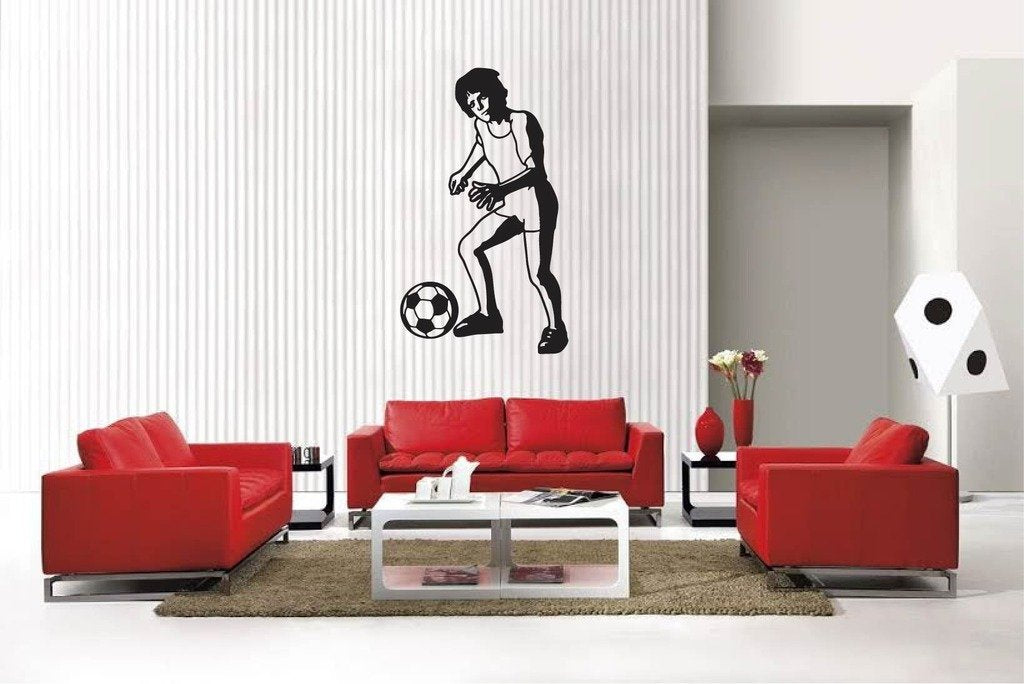 Picniva Matte Black Soccer Boy Style 13 Vinyl Wall Decal Sports Decor