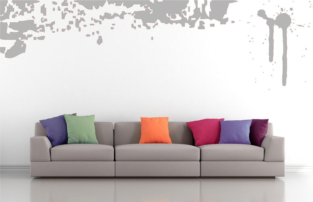 Picniva Drips Border Wall Decals, Silver, 10 in Height, DOTPR03A