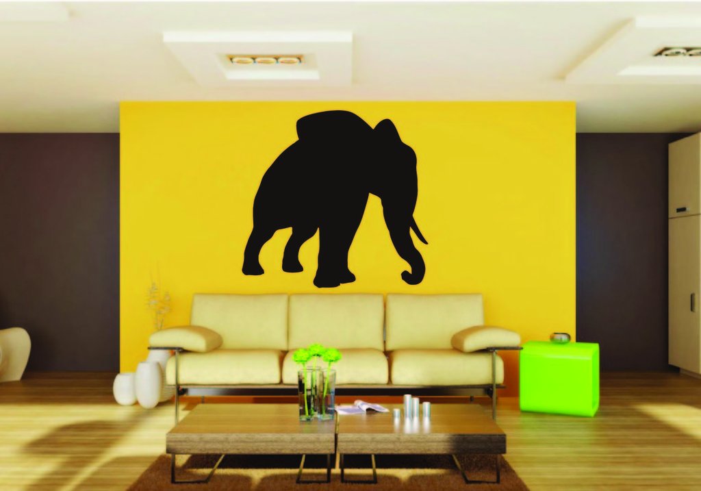 Picniva Elephant Sty4 Vinyl Wall Decal, Approx 22 in Square, Removable