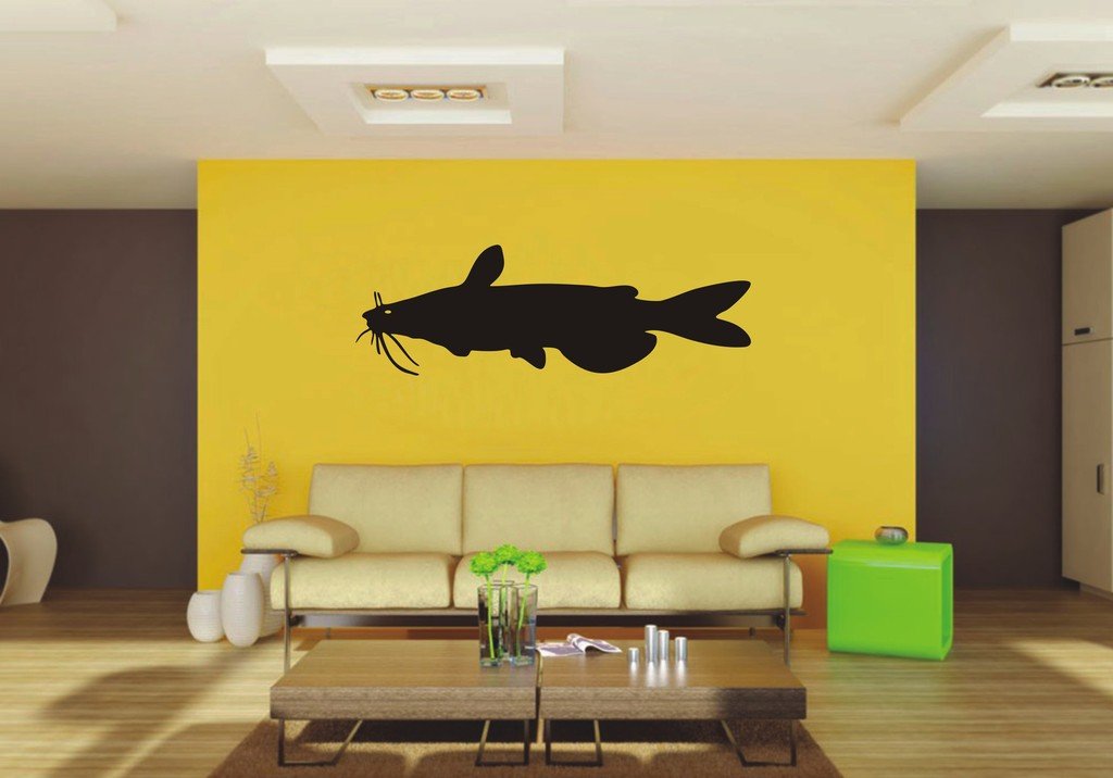 Picniva Catfish Sty3 Vinyl Wall Decal, Approx 22 x 7.27 in, Removable