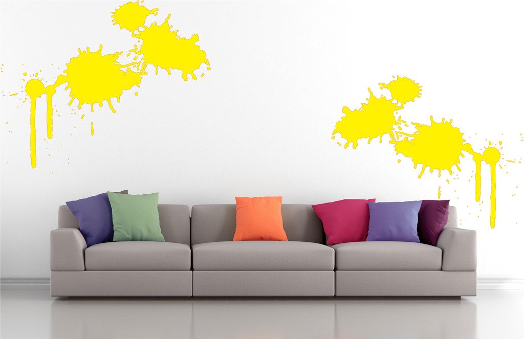 Picniva Paint Blots Wall Decals, Yellow, 10 in Height, DOTPR05A