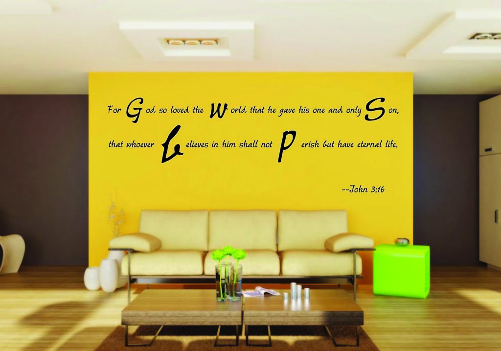 Picniva John God Loved the World Bible Verse Removable Vinyl Wall Decal