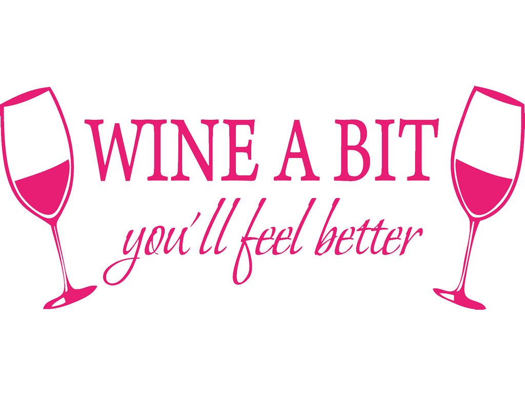 Picniva Wine a Bit You'll Feel Better Vinyl Wall Decal, Pink, 22 x 9 in