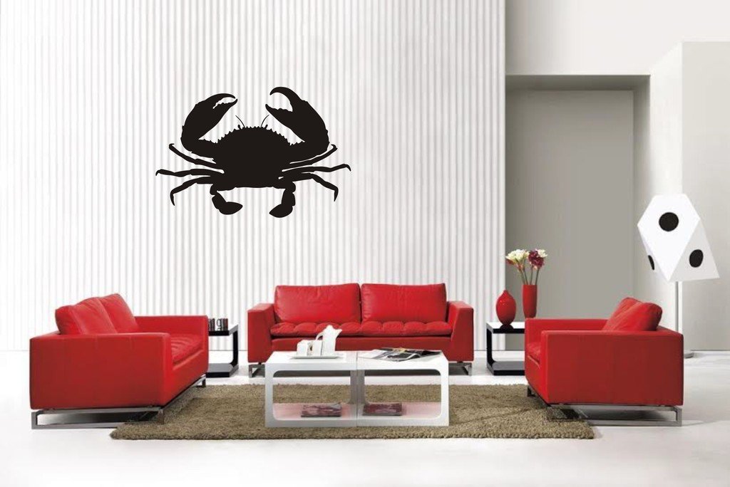 Picniva Crab Style 2 Vinyl Wall Decal, Matte Black, 22 x 14.76 in