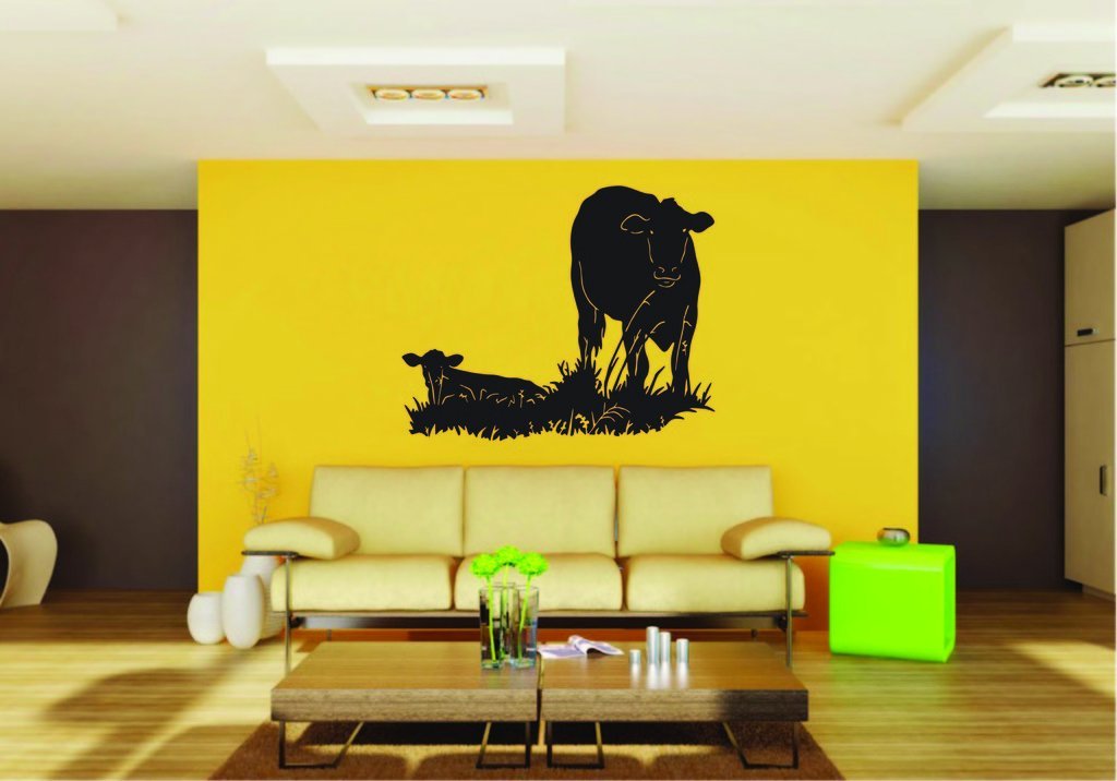 Picniva Cow Sty86 Vinyl Wall Decal, Approx 22 x 17.83 in, Removable