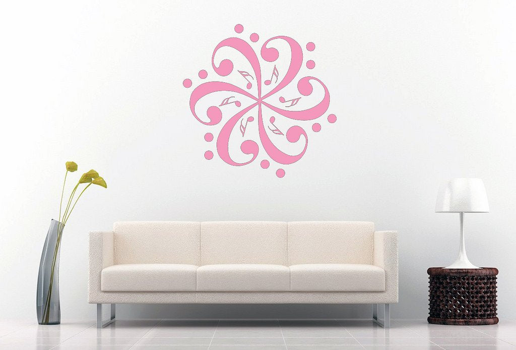 Picniva Six Bass Clefs Pinwheel Wall Decal, Bubblegum Pink 10 in
