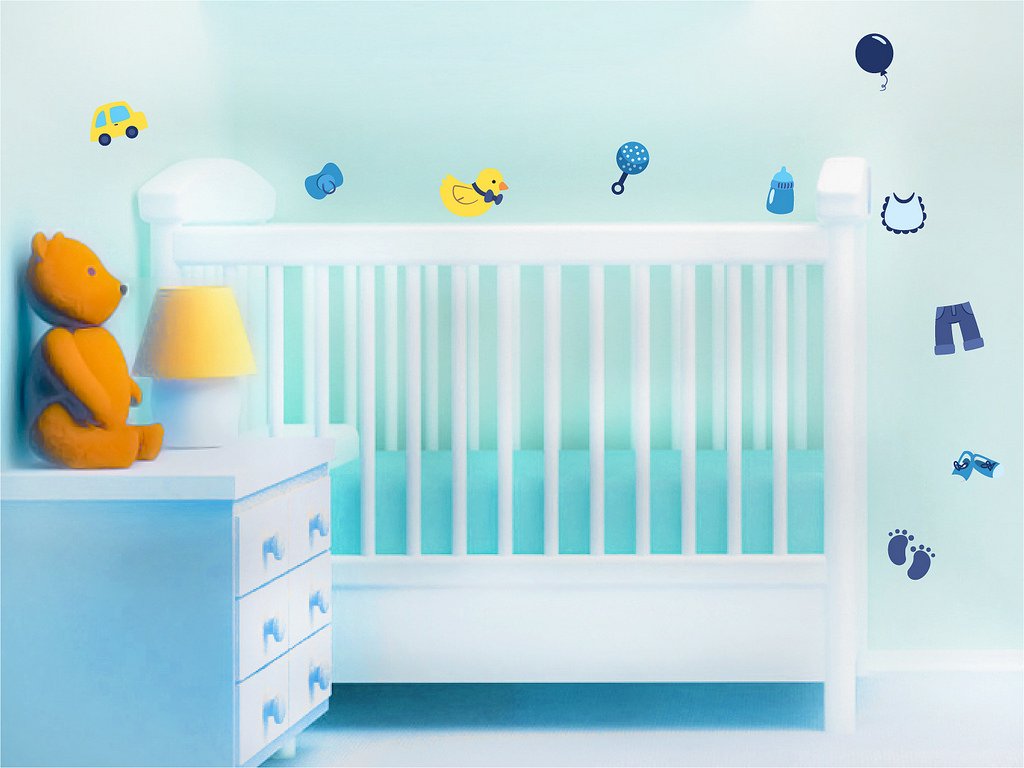 Picniva Baby Boy Clear Vinyl Wall Stickers, A2, 4 in Tallest