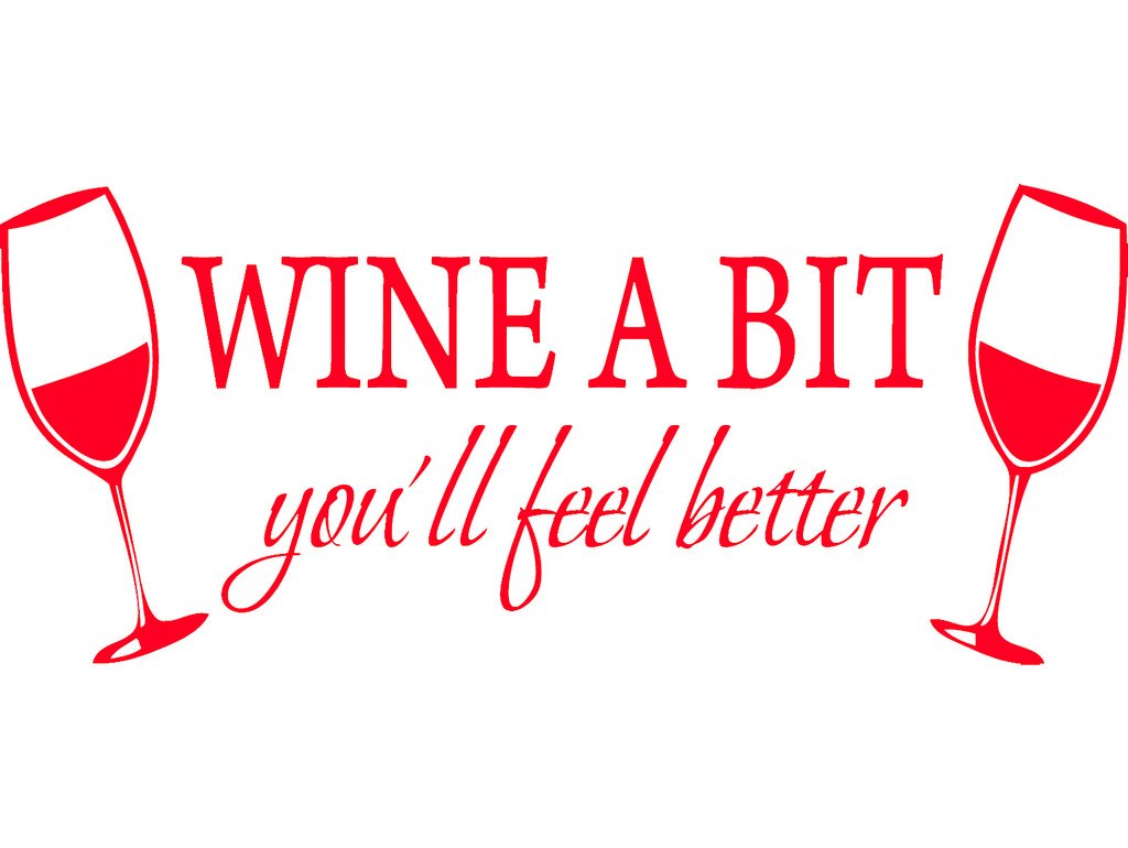 Picniva Wine a Bit You'll Feel Better Vinyl Wall Decal, Red, 22 x 9 in