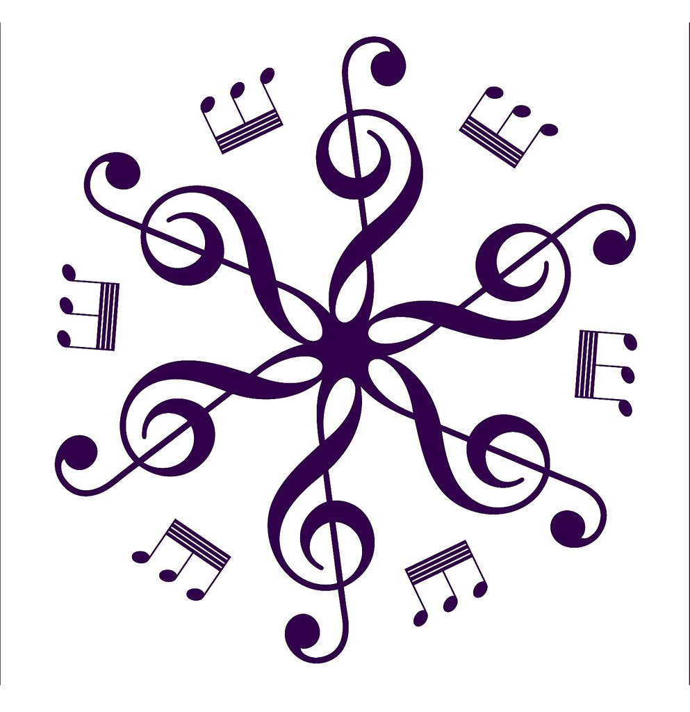Picniva Six Treble Clefs Rosette Wall Decal for Musicians