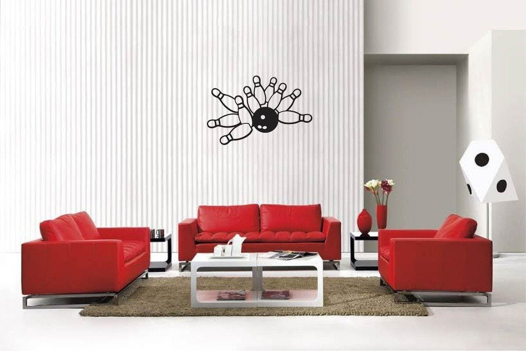 Picniva Matte Black Bowling Style 13 Vinyl Wall Decal Sports Decor