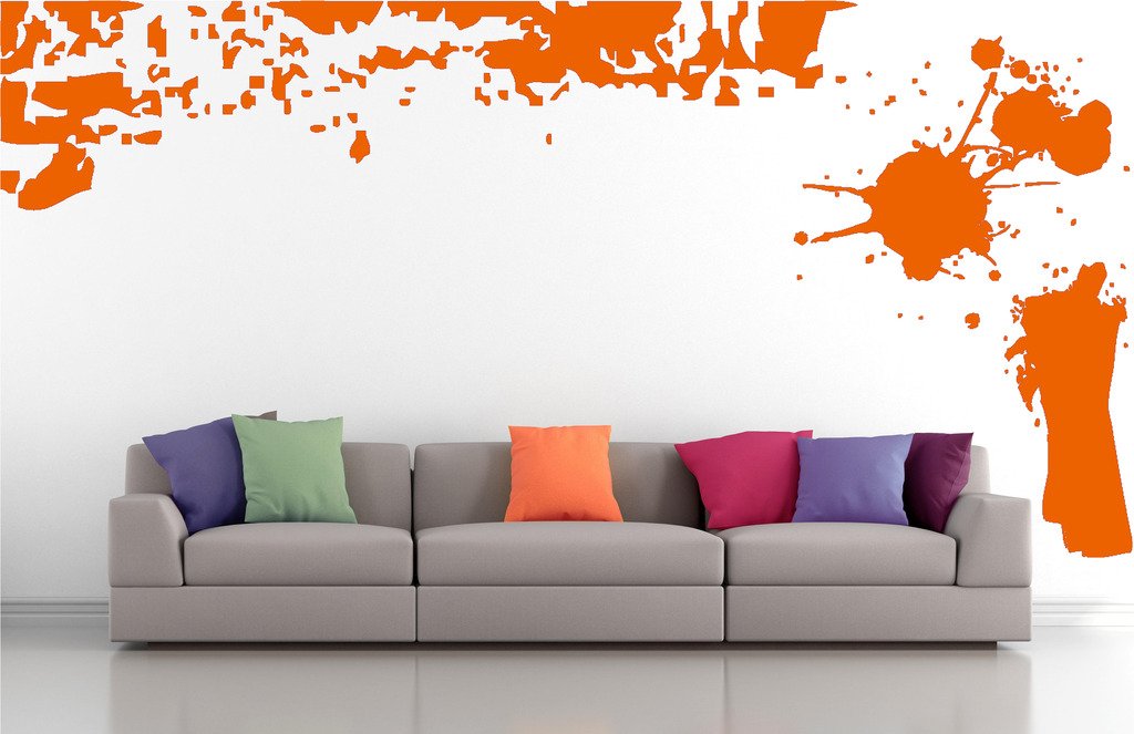 Picniva Border Paint Streak Wall Decals, Orange, 10 in Height, DOTPR11A