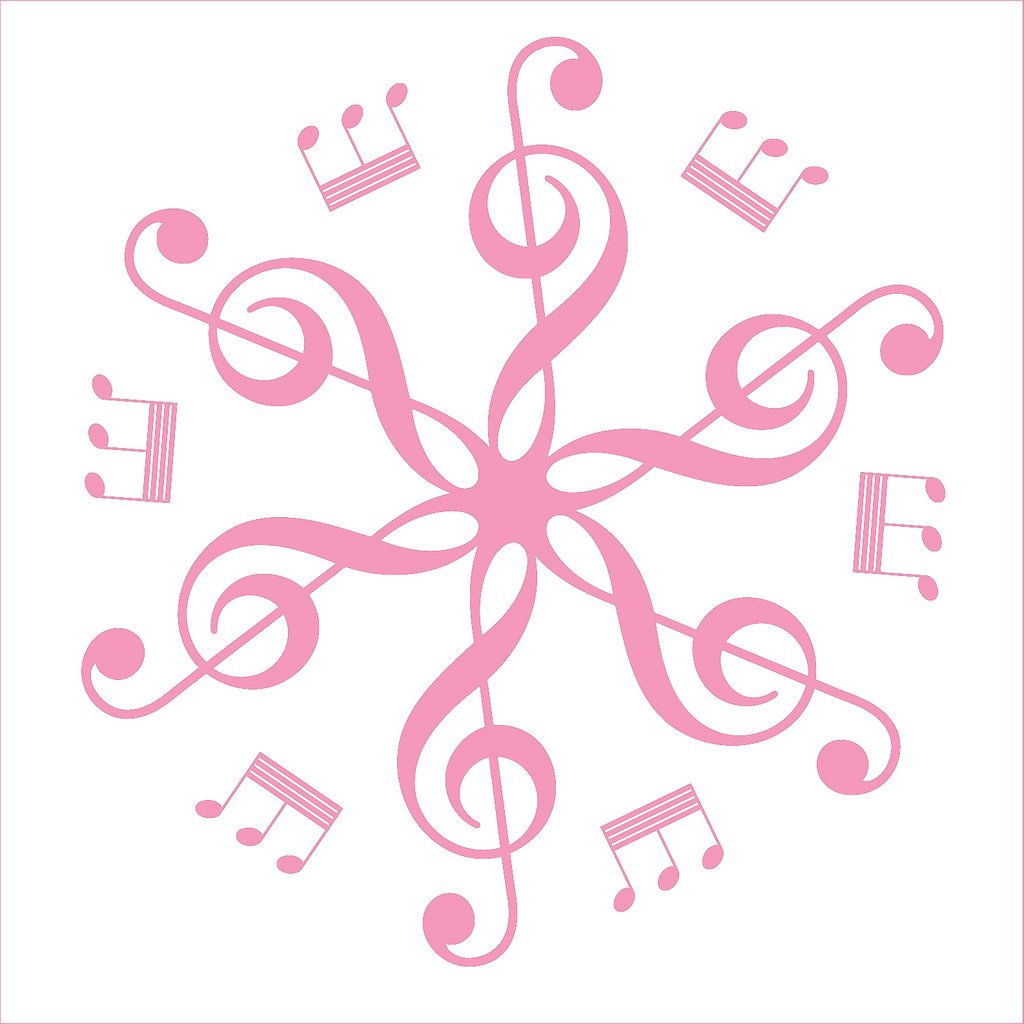 Picniva Six Treble Clefs Rosette Wall Decal for Musicians