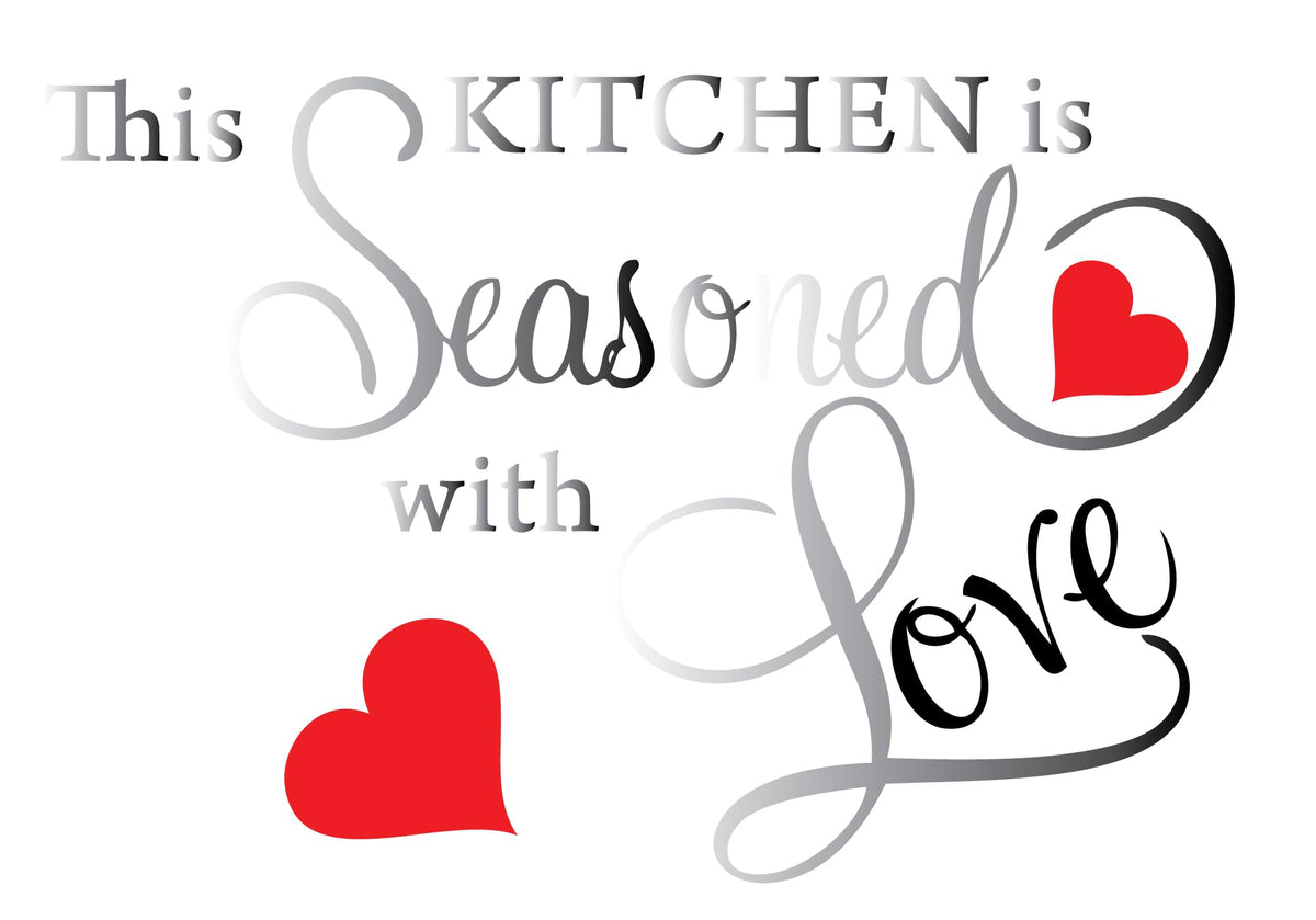 Picniva Seasoned With Love Kitchen Decal, Silver Chrome Mirror, 15 x 22 in