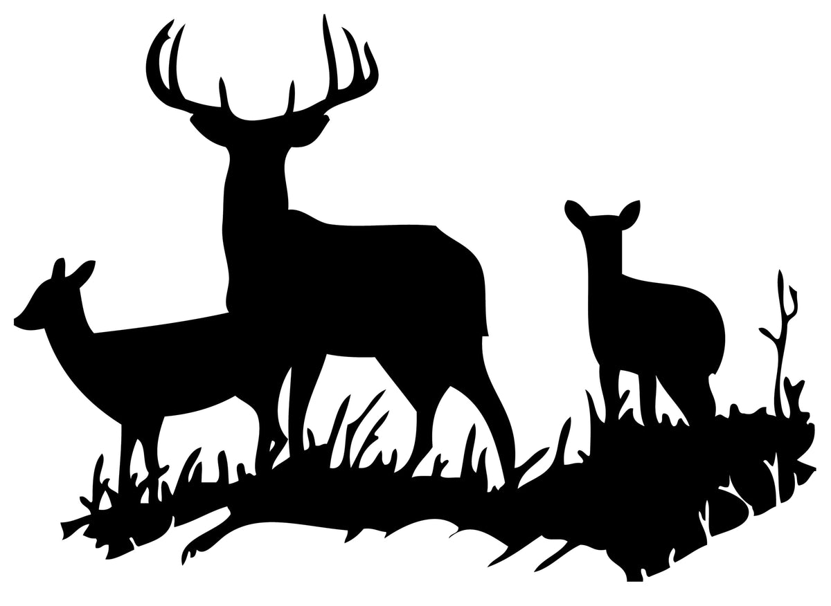 Picniva Buck Deer Doe Silhouette Wall Decal, Black, 16 x 23 in