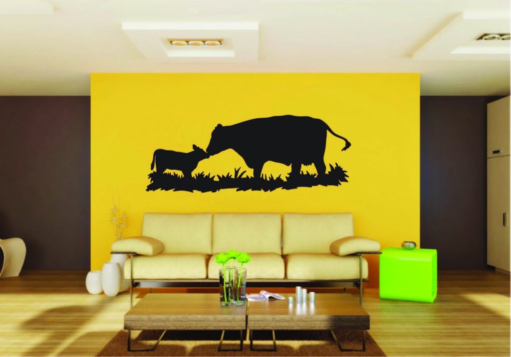Picniva Cow Sty77 Vinyl Wall Decal, Approx 22 x 8.72 in, Removable