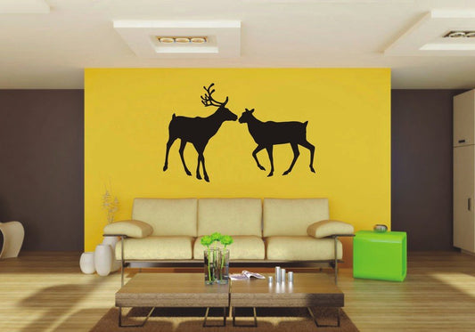 Picniva Reindeer Couple Sty1 Vinyl Wall Decal, Approx 22 x 14.32 in