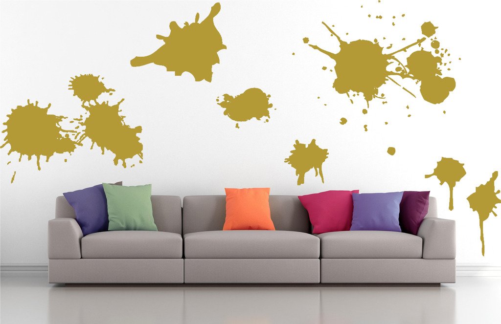 Picniva Mixed Splatters Wall Decals, Gold, 10 in Height, DOTPR06A