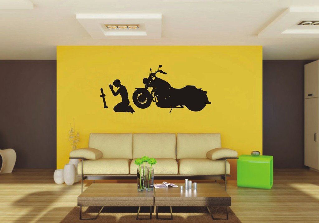 Picniva Motorcycle Sty4 Vinyl Wall Decal, Approx 22 x 9.67 in, Removable