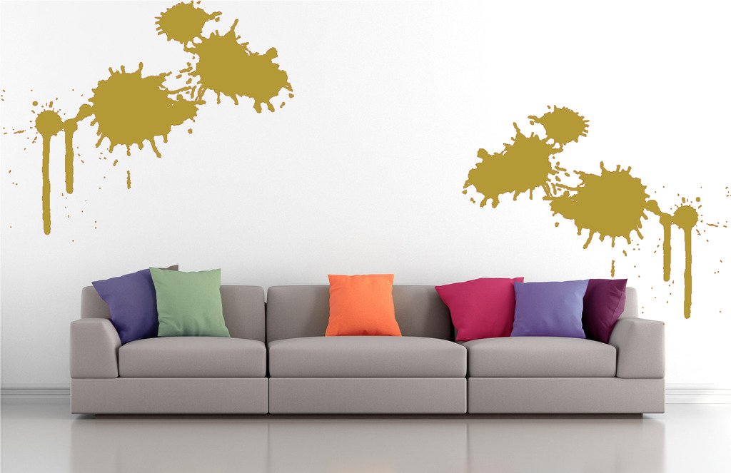 Picniva Paint Blots Wall Decals, Gold, 10 in Height, DOTPR05A