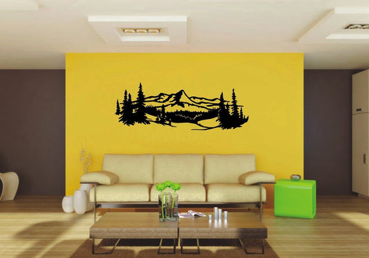 Picniva 22x7.82 Mountain Style 8 Vinyl Wall Decal Nature