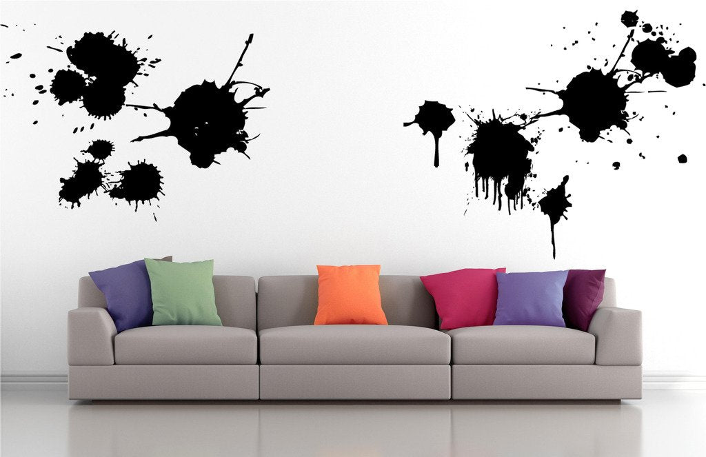 Picniva Splatter Assortment Wall Decals, Black, 10 in Height, DOTPR12A