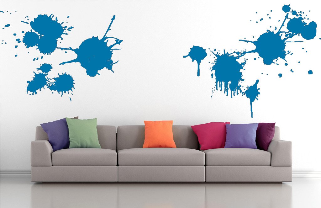 Picniva Splatter Assortment Wall Decals, Blue, 10 in Height, DOTPR12A